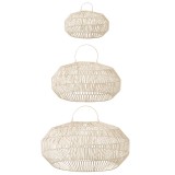 HANGING LAMP RATTAN WHITE SET OF 3 JOY